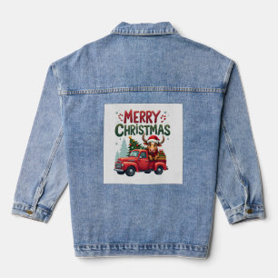 Merry Christmas Scottish Highland Cow Xmas Farm An Denim Jacket