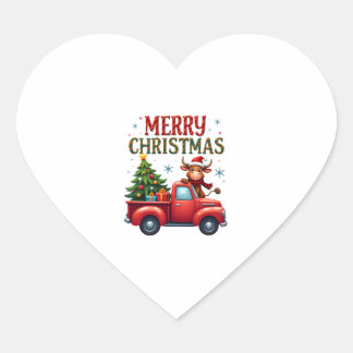 Merry Christmas Scottish Highland Cow Xmas Farm An Heart Sticker
