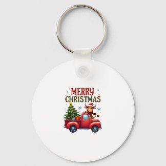 Merry Christmas Scottish Highland Cow Xmas Farm An Key Ring