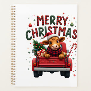 Merry Christmas Scottish Highland Cow Xmas Farm An Planner