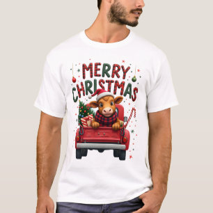 Merry Christmas Scottish Highland Cow Xmas Farm An T-Shirt