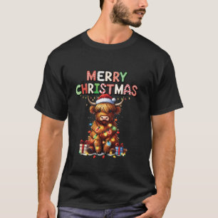 Merry Christmas Scottish Highland Cow Xmas Farm An T-Shirt