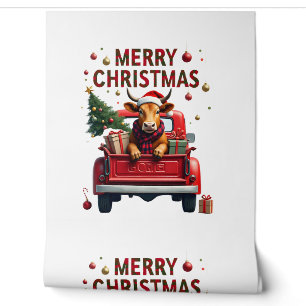 Merry Christmas Scottish Highland Cow Xmas Farm An Wallpaper