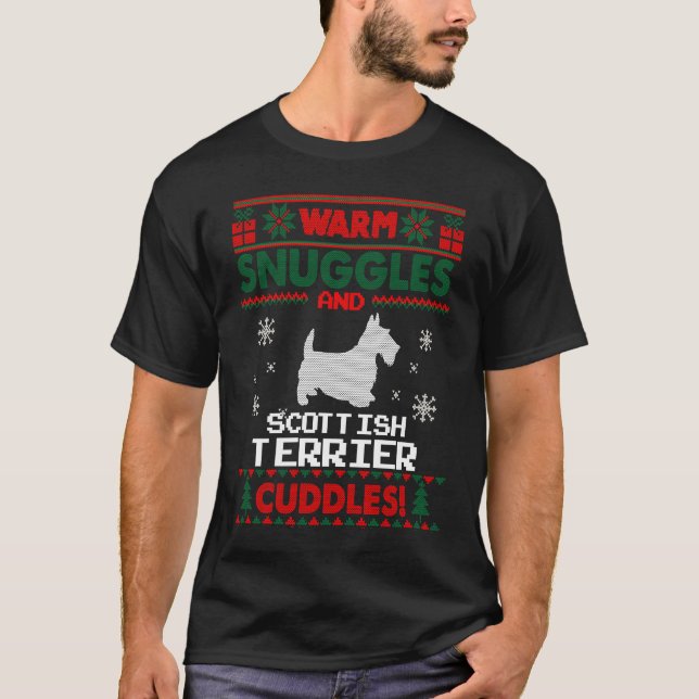 Merry Christmas Scottish Terrier Dog Ugly Christma T-Shirt (Front)