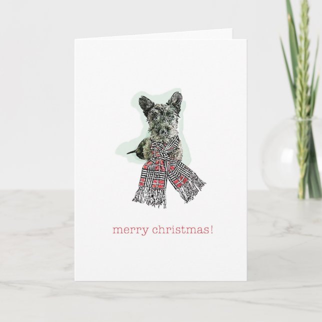 Merry Christmas Scotty The Scottish Terrier Holiday Card (Front)