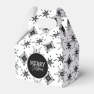 Merry Christmas Script Black Snowflakes Favour Box