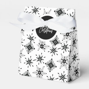 Merry Christmas Script Black Snowflakes Favour Box