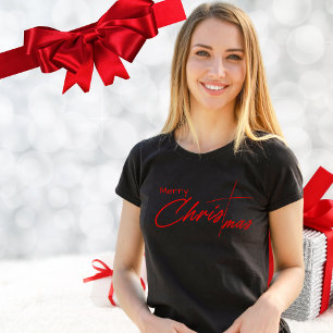 Merry Christmas Script Christian Cross T-Shirt