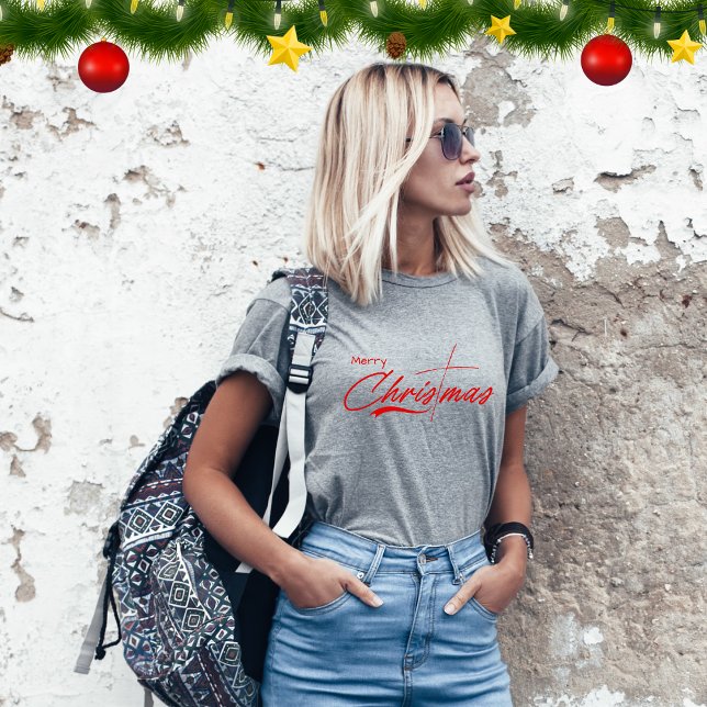 Merry Christmas Script Christian Cross T-Shirt (Creator Uploaded)