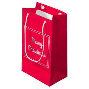 Merry Christmas Script Classic Red White Elegant Small Gift Bag