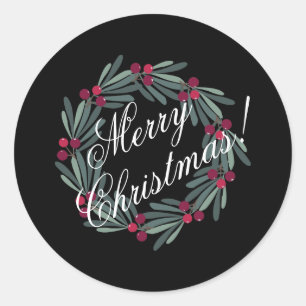 Merry Christmas Script Classic Round Sticker