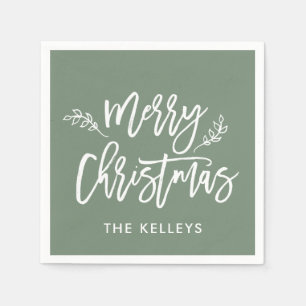 Merry Christmas Script Custom Colour Personalised Napkin