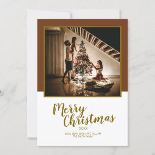 Merry Christmas Script Custom White Wood Holiday Card