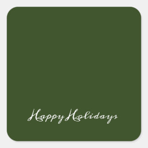 Merry Christmas Script Envelope Green Business Square Sticker