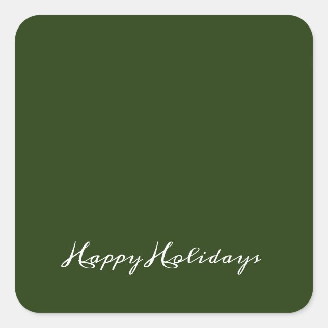 Merry Christmas Script Envelope Green Business Square Sticker (Front)