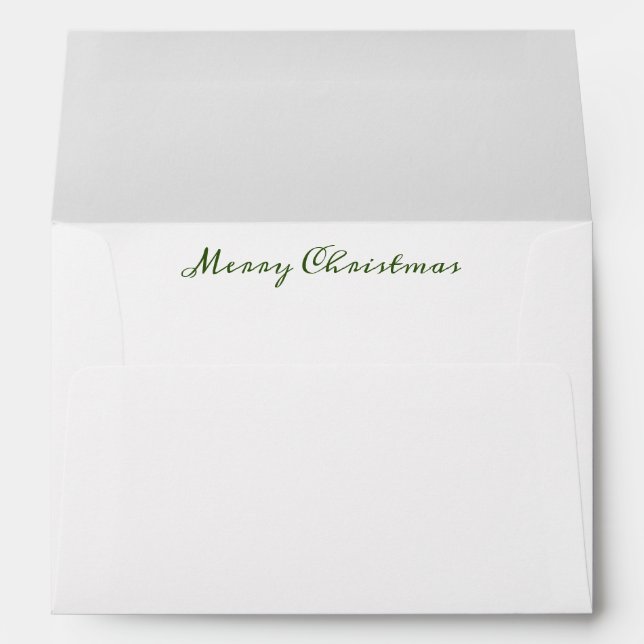 “Merry Christmas” Script Green Elegant Traditional Envelope (Back (Bottom))
