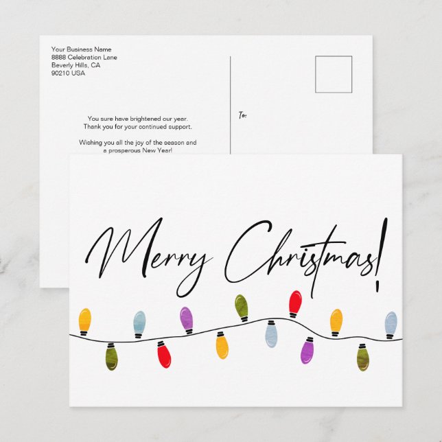 Merry Christmas Script Holiday Lights Corporate  (Front/Back)