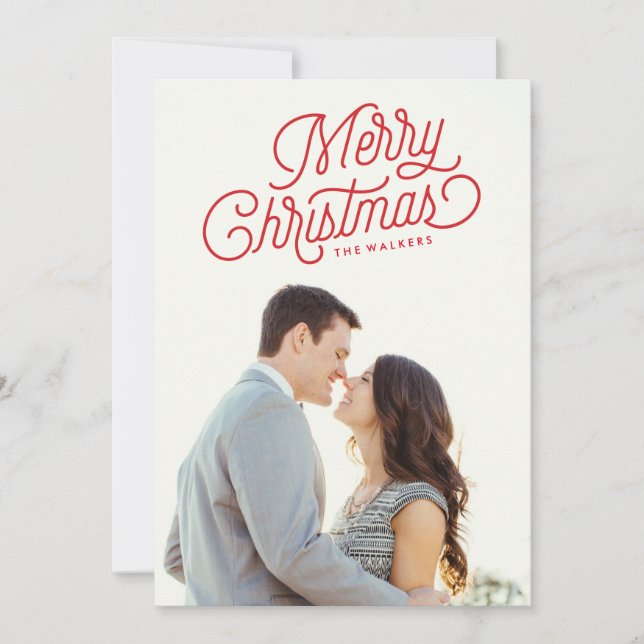 Merry Christmas Script Holiday Photo Card (Front)