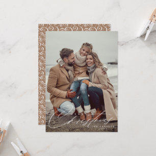 Merry Christmas script Holiday photo card