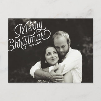 Merry Christmas Script Holiday Photo Postcard