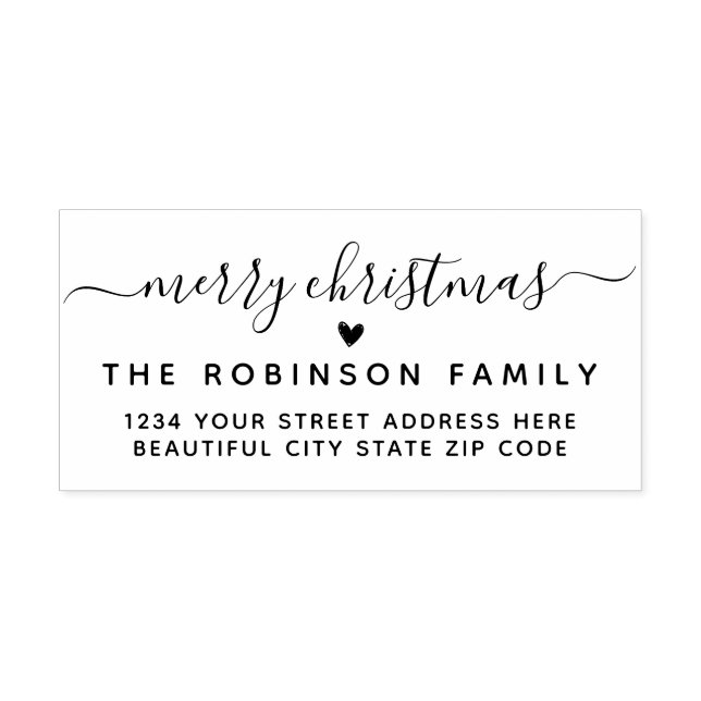 Merry Christmas Script Holiday Return Address  Rubber Stamp (Imprint)