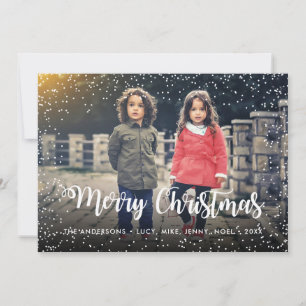 Merry Christmas Script Holiday Snowfall Card