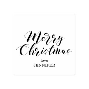 Merry Christmas Script minimalist Rubber Stamp