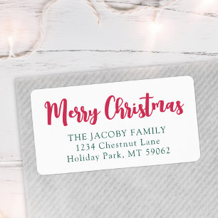 Merry Christmas Script Modern Return Address Label