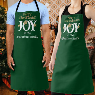 Merry Christmas Script Name Cool Rustic Green Apron