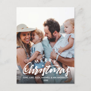 MERRY CHRISTMAS Script Personalised Photo Holiday Postcard