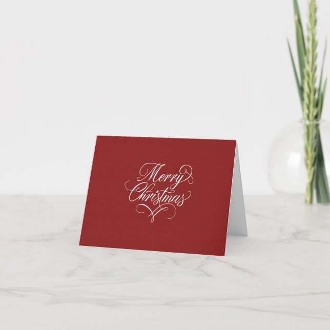 Merry Christmas Script Photo Card (folded) (Front)