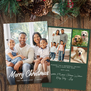 Merry Christmas Script Photo Collage Holiday Card