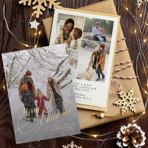 Merry Christmas script photo collage holiday card