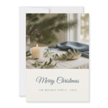 Merry Christmas Script Photo Holiday Card