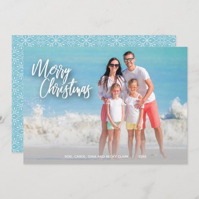 MERRY CHRISTMAS Script Photo Holiday Card (Front/Back)