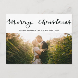 Merry Christmas Script Photo Holiday Postcard