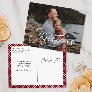 Merry Christmas Script Photo Holiday Postcard