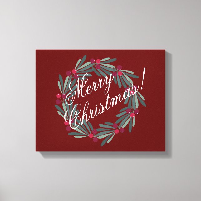 Merry Christmas Script Pretty Festive Red Canvas Print (Front)