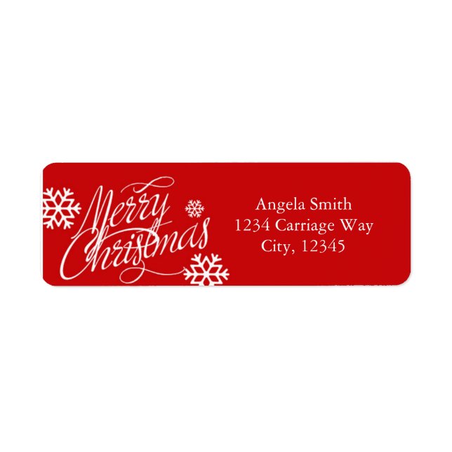 MERRY CHRISTMAS Script Red Address Labels (Front)