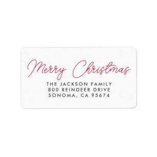 Merry Christmas Script Red Typography  Label