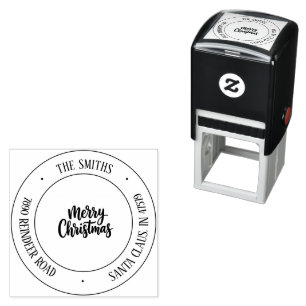 Merry Christmas Script Return Address Stamp