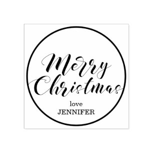 Merry Christmas Script Rubber Stamp