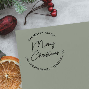 Merry Christmas Script Simple Return Address Self-inking Stamp