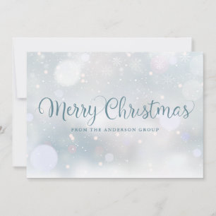 Merry Christmas Script Snow Corporate Business Holiday Card