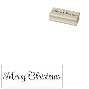 Merry Christmas Script Text Template Rubber Stamp
