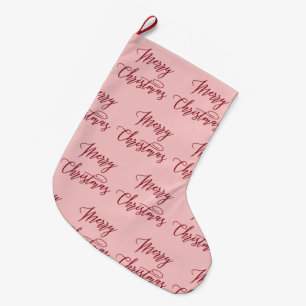 Merry Christmas Script Typography Lettering Large Christmas Stocking