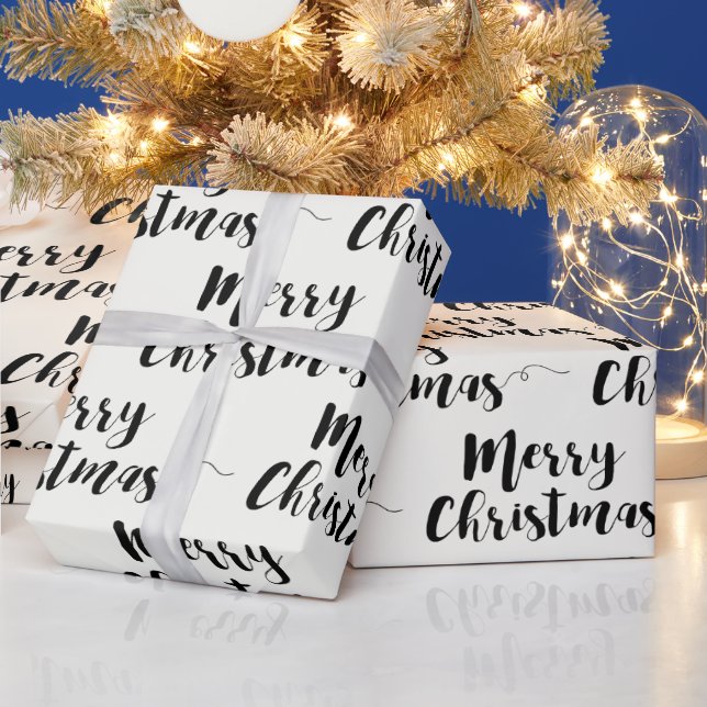 Merry Christmas Script Typography Wrapping Paper (Holidays)