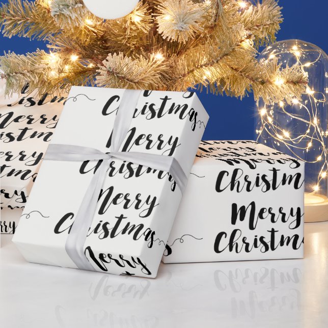 Merry Christmas Script Typography Wrapping Paper (Holidays)