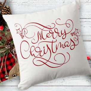 Merry Christmas Script Typography Your Colour Cushion