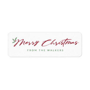 Merry Christmas script with pine & berries design